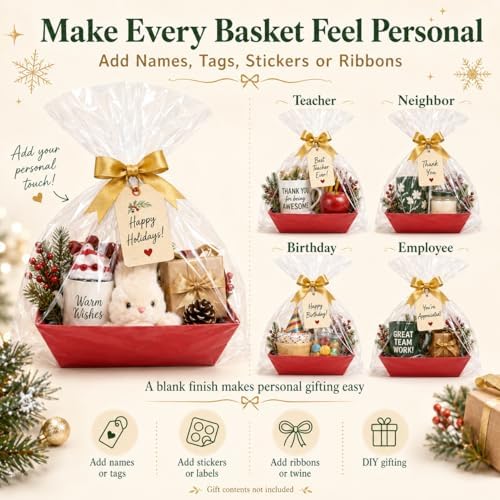 CDIVEFTN Baskets for Gifts Empty, 10 Pack Red Gift Basket Kit with Bags