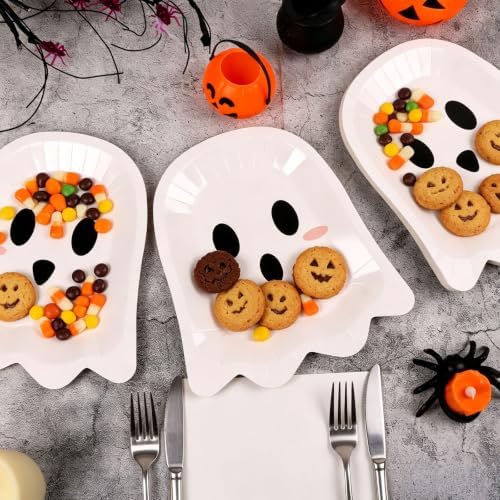 CCINEE Halloween Ghost Paper Plates 50Pcs Large