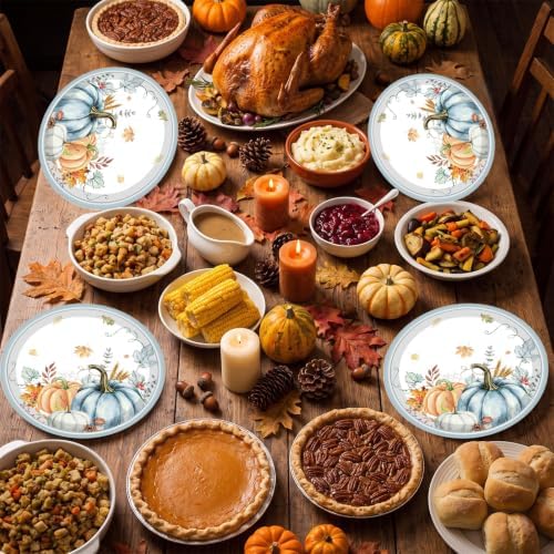 25Pcs Thanksgiving Oval Paper Plates Large Fall Disposable Plates10" x 12"