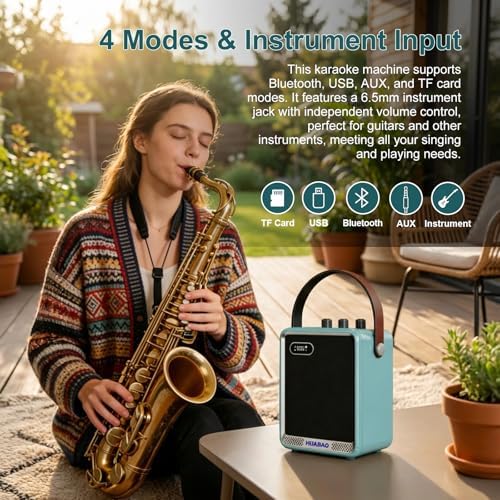Karaoke Machine with 2 Wireless Microphones, Portable Mini Speaker