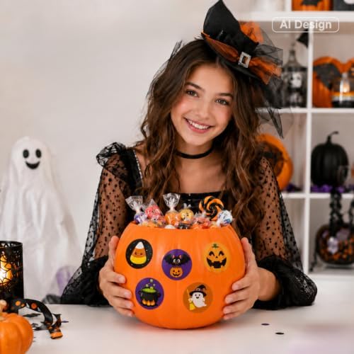 Anwyll 1000 Pcs Halloween Stickers - 1.5'' Pumpkin Stickers for Decorating