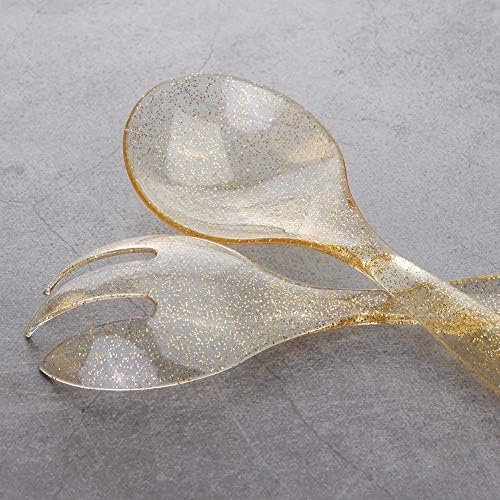 Supernal 72pcs Gold Glitter Plastic Serving Utensils Set for Party &Buffet