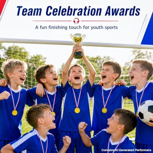 RAINFLOW 40PCS Plastic Gold Medals for Kids - Award Medals with Ribbons