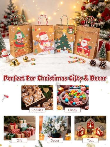 12Pack Christmas Gift Bags Bulk 8.7*6.3*3.2IN Xmas Gift Bags with Handles