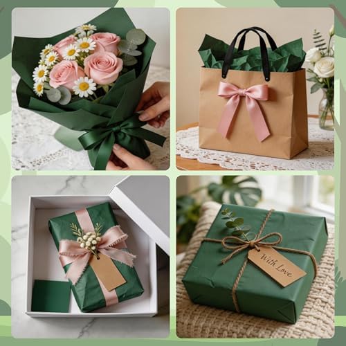 Bobobag 100 Sheets Forest Green Tissue Paper 20"X14" Tissue Paper for Gift Bags, Gift Wrapping Tissue, Christmas Tissue Paper Anniversary Holiday Decoration Arts Craft