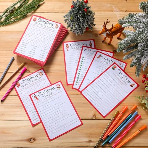 Sinload 300 Pcs Christmas Trivia Game Cards for Adults Family Coworkers