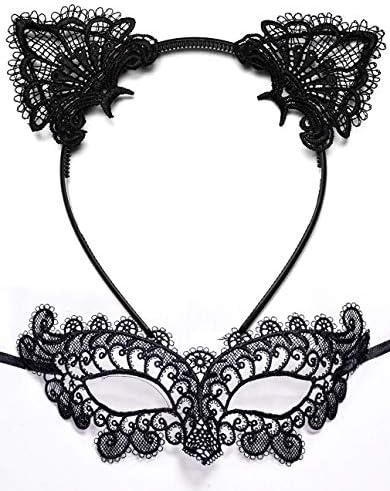 Cat Woman Mask, Cat Lingerie Sexy Black Cat Costume Accessories for Women