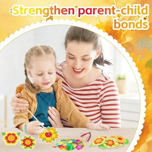 Fennoral 24 Pack Sunflower Craft Kit for Kids Make You Own Sunflower Poke in Art and Crafts DIY for Boys Girls Classroom Activities Spring Summer Birthday Party Decoration