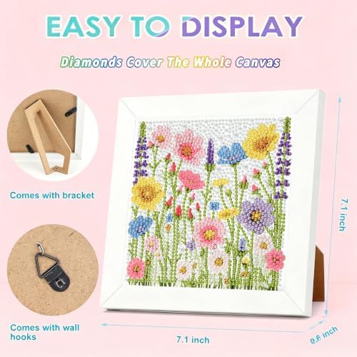 Wildflowers Diamond Art Kit for Kids with Frame -5D Diamond Painting Kits