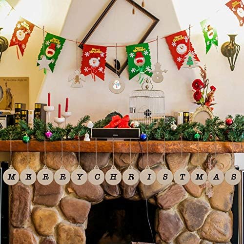 30 Pcs Unfinished Paintable Blank Wooden Christmas Festival Decoration Ornaments, Xmas Tree Hanging Wood Slices for Kids DIY Art Crafts
