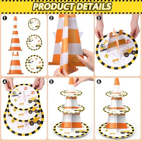 3 Tier Construction Cupcake Stand Truck Birthday Party Decoration