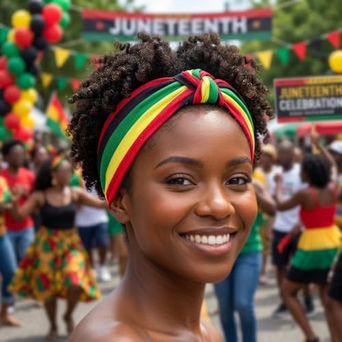 Ardorchid Rasta Headbands African Jamaica Juneteenth knotted Headband for Women Girls Elastic Hairband Hair Hoop No Slip Hair Accessories Gifts