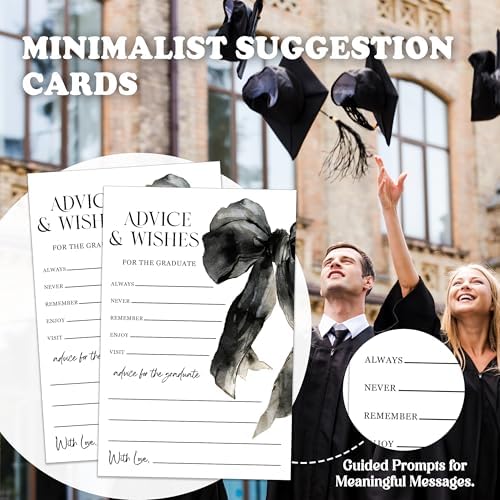 Graduation Advice Cards 2026 - Elegant Bows High School or College Graduation Cards for The Graduate, 25 Pack Wishes and Well-being Message Collection Elegant Advice and Wishes Keepsake - A07