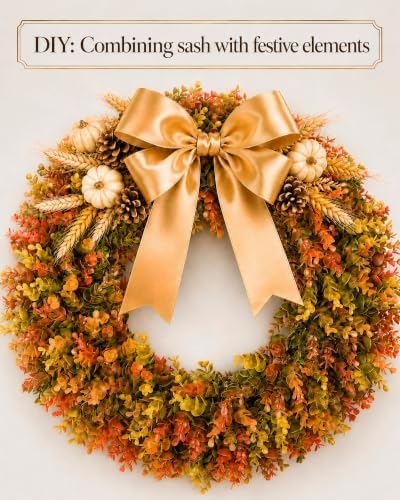 DDHS 24" Fall Wreath for Front Door，Artificial Boxwood Autumn Wreath