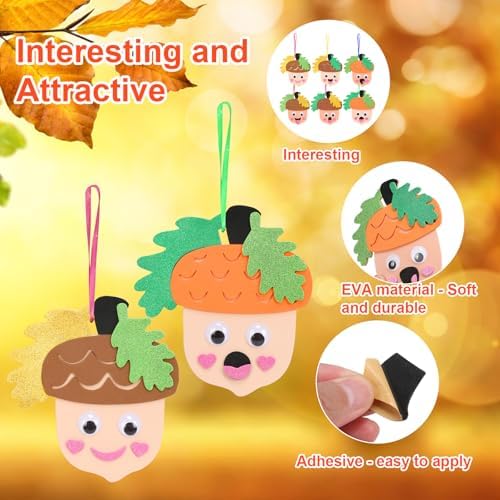 Fennoral 12 Pack Fall Crafts for Kids Make You Hazelnut Foam Stickers DIY Autumn Art and Craft for Boys Girls Party Supply Art Activities Birthday Gifts Fall Thanksgiving Decoration