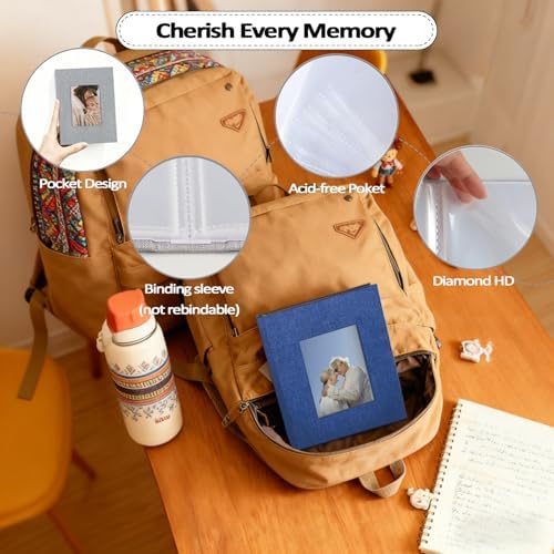 Popotop 2 Pack Photo Album 4x6 Pictures, Small Linen Slip-in Photo Albums Book for 80 Photos with 40 Pockets, Birthday Gifts for Women Mom Family Baby