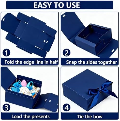 WLUSEAXI 12 Pack Small Gift Boxes with Lids for Presents, Blue Gift Boxes