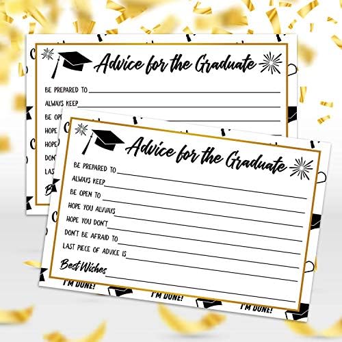 50 Graduation Party Advice Wishes Cards for Graduate Class of 2025 College, High School, University Grad, Words of Wisdom Cards, Game Activity Cards, 4 x 6 Inches.