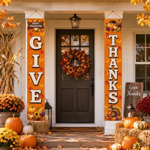 Thanksgiving Decorations - Thanksgiving Porch Banner for Fall Outdoor Decor