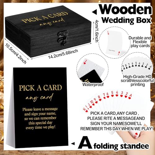 AceOrbit 57 Pack Birthday Guest Book Playing Card Set with Black Wooden Box