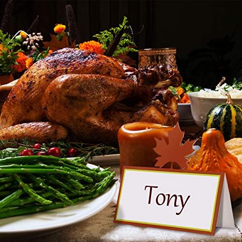 Outus 25 Pcs Thanksgiving Place Cards 4 x 2 Inch Fall Table Name Cards