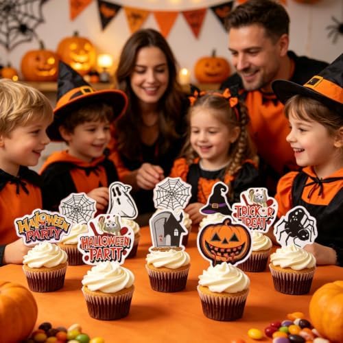 60pcs Wafer Paper Edible Halloween Cake Decorations Cupcake Toppers