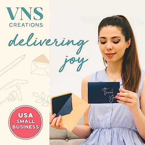 VNS Creations Thank You Cards With Envelopes - 100 Pack 4 x 6 - Navy Blue