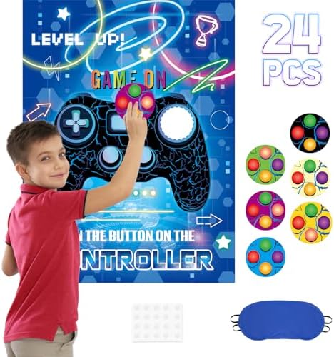 WERNNSAI Pin the Button on the Game Controller Gaming Party Decorations