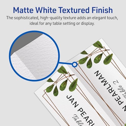 Avery Printable Place Cards, Sure Feed Technology, 1-7/16" x 3-3/4", Matte White, Laser & Inkjet Compatible, 150 Blank Tent Cards Total (5011)