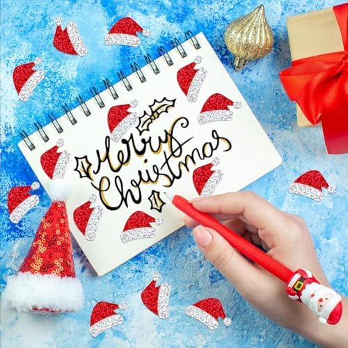 500Pcs Christmas Stickers Roll 1.2in Red Christmas Hat Xmas Winter Self-Adhesive Stickers for Xmas Envelopes Invitations Greeting Cards Party Gift Supplies