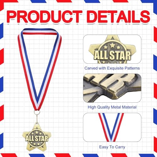 Quelay 30 Pcs 2 Inches Award Medals Bulk Medals Bulk with Neck Ribbons Metal Trophy Award Prize Gift for Tournaments, Competitions, Party, Kids and Adults