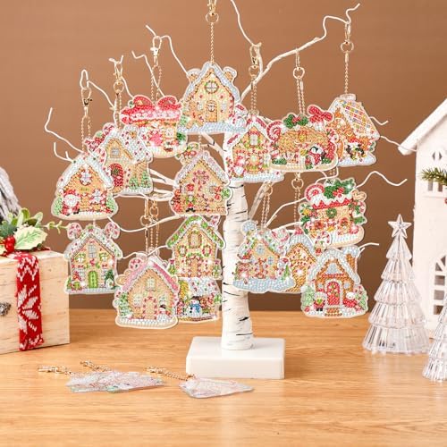 Tondiamo 20 Pcs Diamond Art Christmas Ornaments Diamond Painting Keychain
