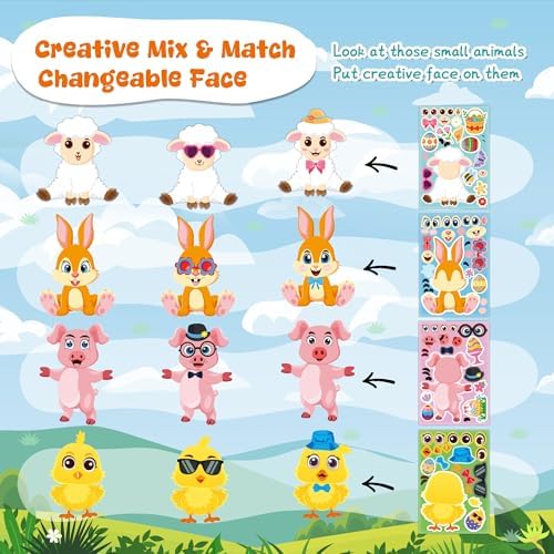 48 Sheets Easter Stickers for Kids Toddlers Crafts Party Favors