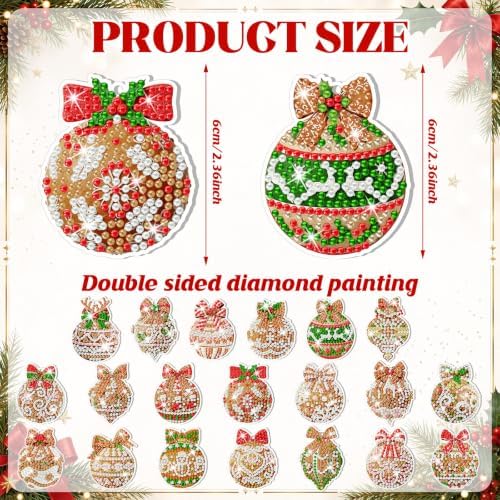 Tondiamo 20 Pcs Christmas Gingerbread Diamond Painting Keychains Kit