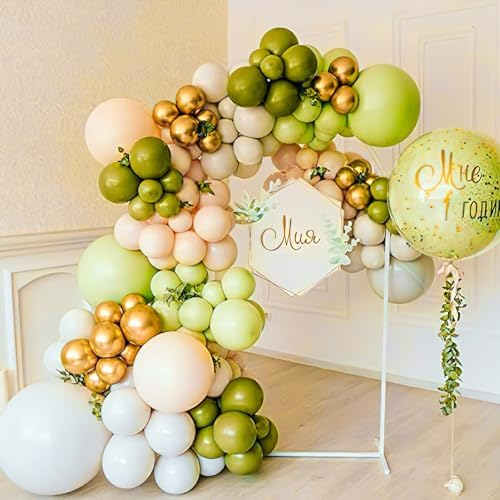 PartyWoo Sage Green Balloons 140pcs Olive Eucalyptus Dusty Green Boho Color