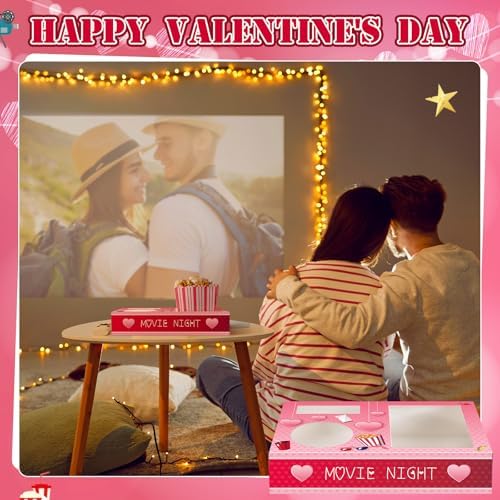 Dunzoom 20 Pcs Valentine's Day Movie Night Supplies Galentines Movie Night Paper Snack Trays Popcorn Candy Holder Snack Boxes Cardboard Food Holder Trays