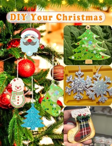 WOHOHOHO 45Pcs 9 Designs Christmas Unfinished Paintable Blank with Tray