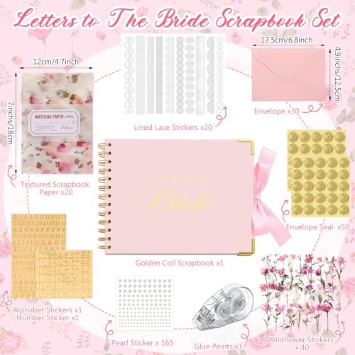 Letters to Bride Scrapbook,8.5 X 7 Inch,Classic,Pink