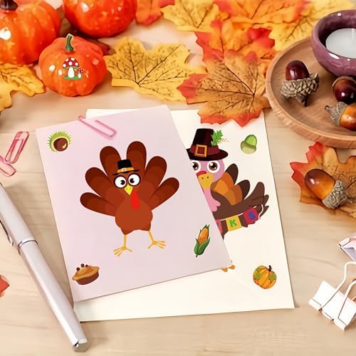 Large Size Thanksgiving Make-A-Turkey Stickers,DIY Thanksgiving Crafts,Turkey Crafts,Turkey Games for Family,Party Decorations Gifts Activities