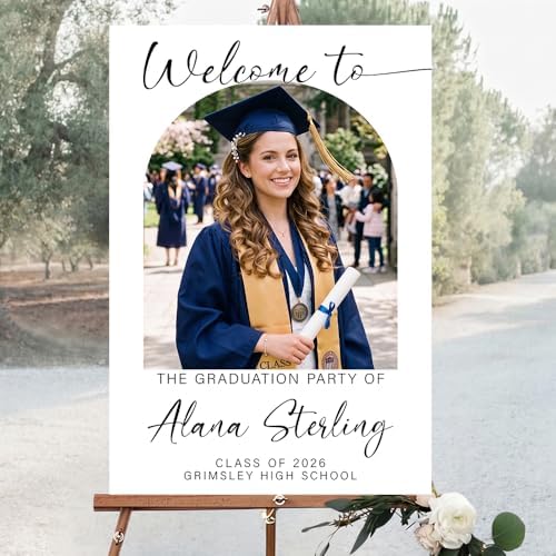 Graduation Party Welcome Sign, Custom Photo Grad Party Sign, Personalized High School & College University Grad Decoration 0
