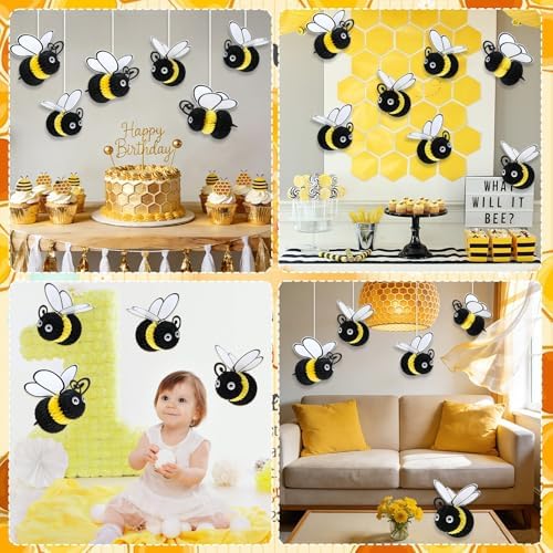 JULMELON 6 Pack Bee Party Decorations for Honeycomb Decorations