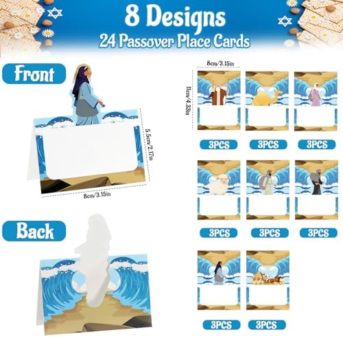 24 Pack Passover Place Cards,Passover Table Decorations Reserved Seating