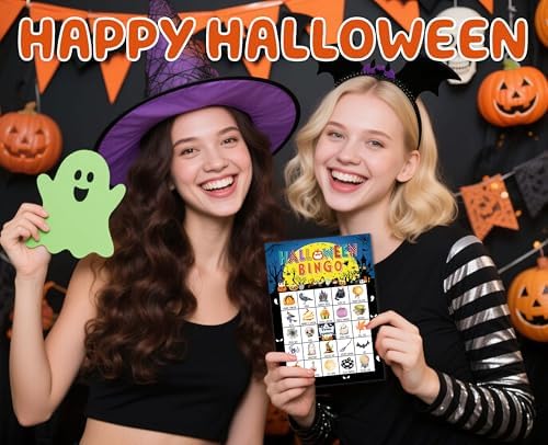 Halloween Bingo Game Cards, Holiday Bingo for Adults, Trick or Treat Game Cards Supplies, Fall Party Decor Favors, Gifts for Friends Family Holiday, (Halloween)