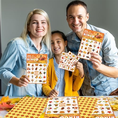 OHOME Thanksgiving Crafts for Kids | Thanksgiving Bingo Cards - 24 Players Thanksgiving Games - Thanksgiving Gifts Party Favors for Kids | Friendsgiving Activities Toys Party Supplies