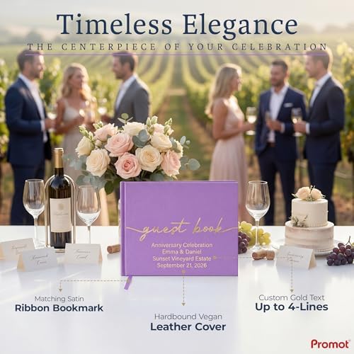 Promot Personalized Guestbook (Lavender Purple) - 110 Lined Pages