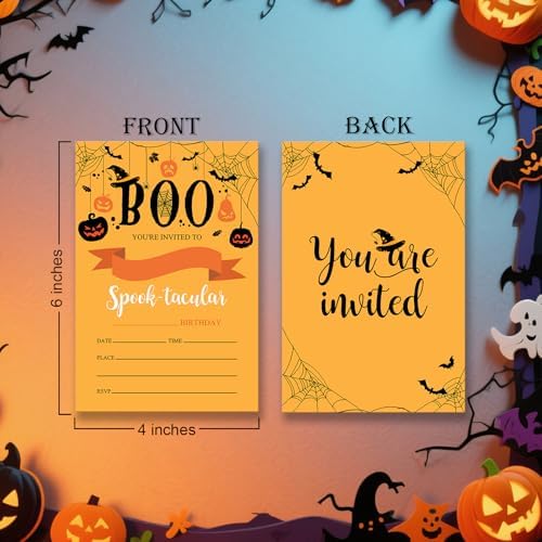 Dumyum 20 Halloween Birthday Invitations with Envelopes