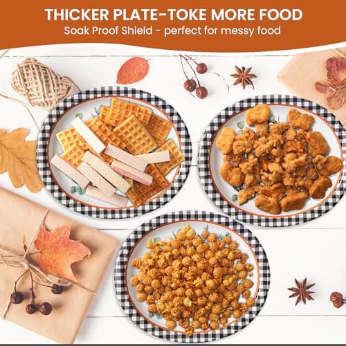 Dereinwo 50 Pcs Fall Paper Plates and Napkins Set,Thanksgiving Plates