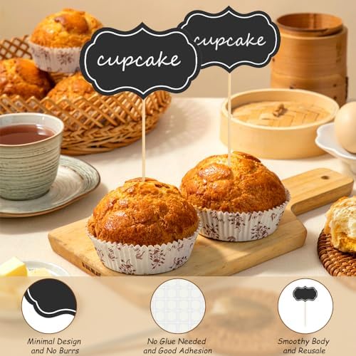 Cheese Markers, Charcuterie Labels, 50Pcs Chalkboard Cupcake Picks Charcuterie Accessories Food Label for Cheese Blank Toothpick Flags for Appetizer Signs Sandwich Birthday Party Decorations Black
