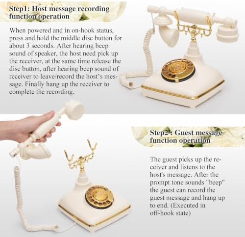UKBW Audio Guest Book Wedding Phone, Audio Phone Guestbook, Record Audio Messages with Guestbook, Guestbook Alternative for Wedding, Birthday Party, Baby Shower, Anniversary, Engagement(Beige)