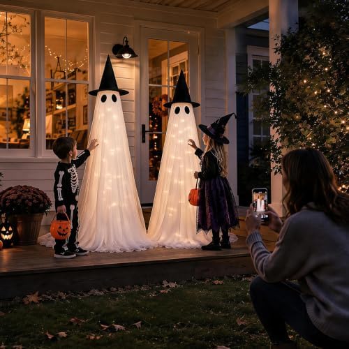 2 Pack 5 Ft Large Light Up Ghost Decor - Halloween Decorations Outdoor
